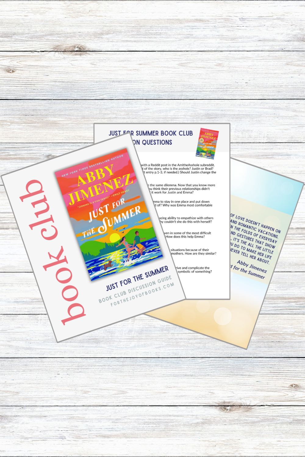 Book Club Discussion Questions: Just for the Summer by Abby Jimenez (with PDF Download)