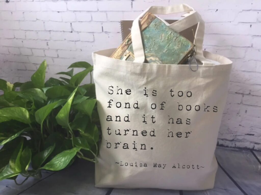 book lover bag alcott quote